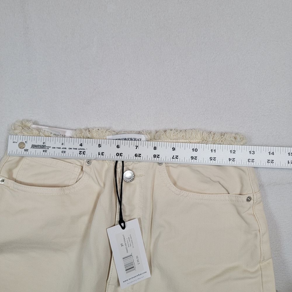 NWT WeWoreWhat Women's Frayed WB Straight Sz 27 Twill Denim Classic White - Picture 6 of 12